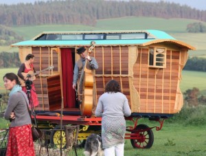 Katus and Tom on the "horse drawn stage"